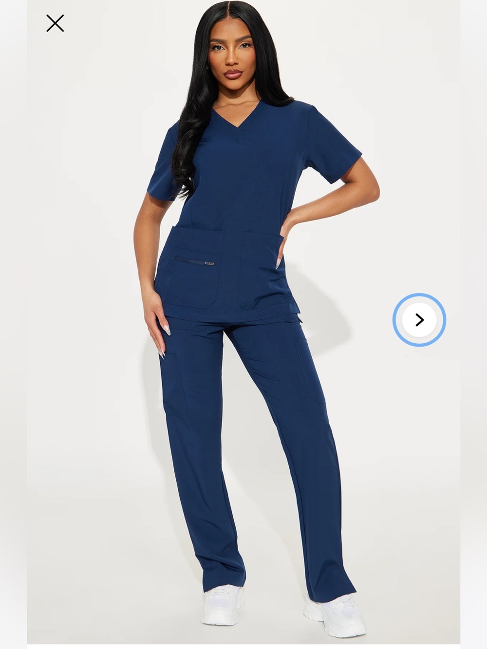 Fashion Nova Deep Navy Straight-Leg Scrub Pants